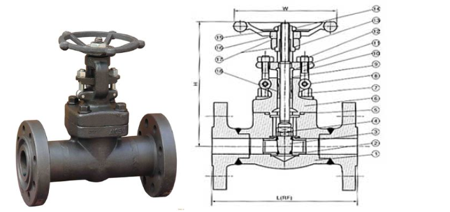 MK体育锻钢法兰闸阀结构图 MK体育锻钢法兰闸阀结构图